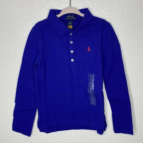 New Polo Ralph Lauren Royal Blue Long Sleeve Polo Shirt 5 - Picture 3 of 9